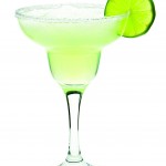 Margarita in glass with lime isolated on white background